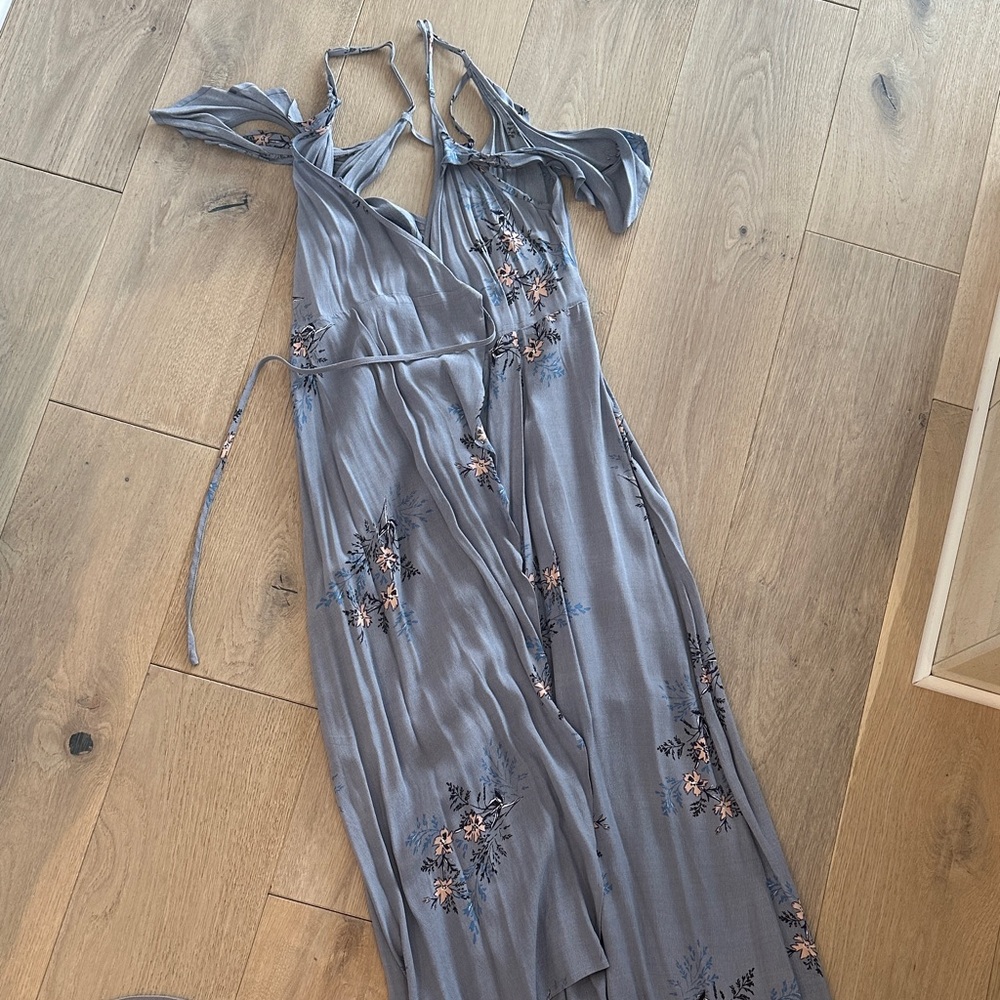 Astr Floral High Low Wrap Dress in Light Blue - Picture 4 of 4